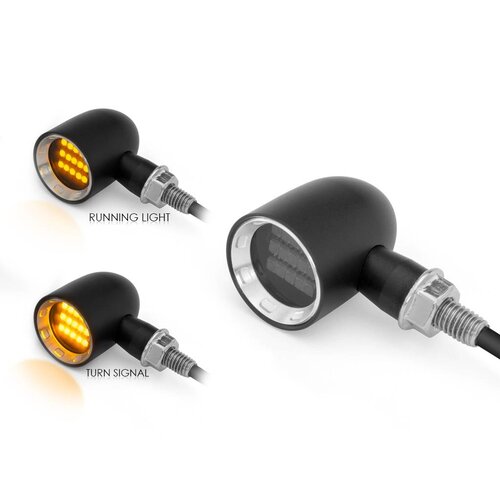 DERBY Black + Natural CNC Machined Classic Mini LED Turn Signals
