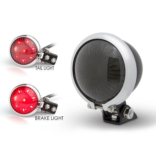 Feu arrière à LED fumé type "Bates" style 2 - Noir et chrome