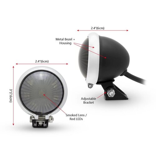 Smoke Tail Light LED type Bates Style 2 Chrome Black