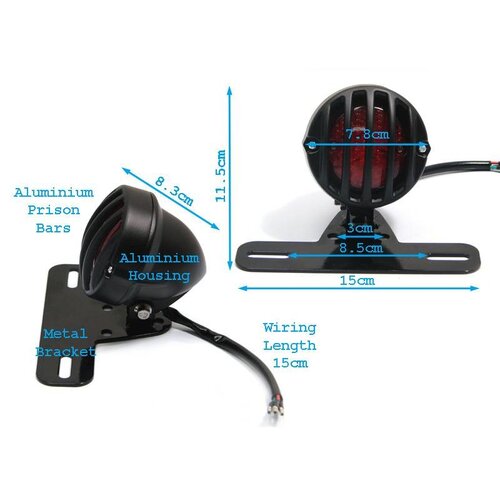 Zwart aluminium Prison Tail light LED met beugel