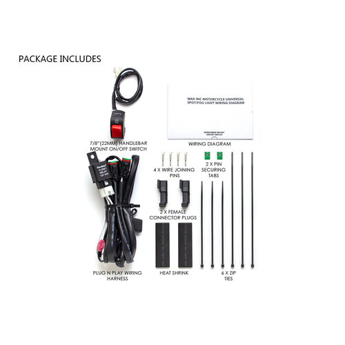 Universal Motorcycle Spot / Fog Light Wiring Kit - PLUG N PLAY