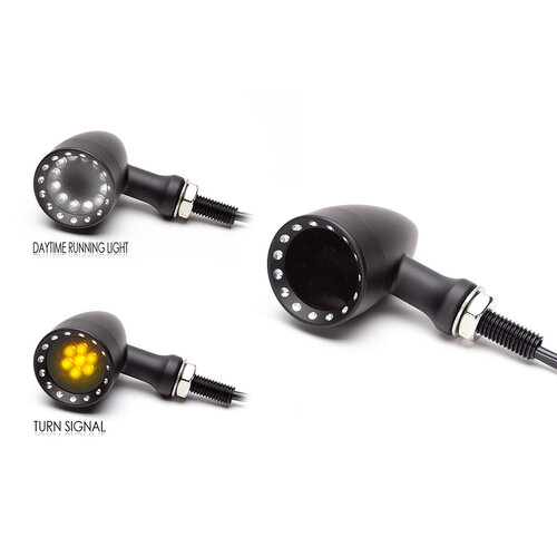 Black Bullet Alloy Integrated LED Daytime Running Lights + Turn Signals