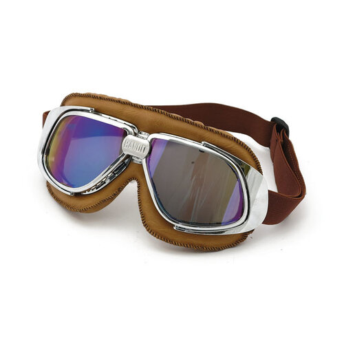 Lunettes Classic Racer Glasses en cuir marron et iridium