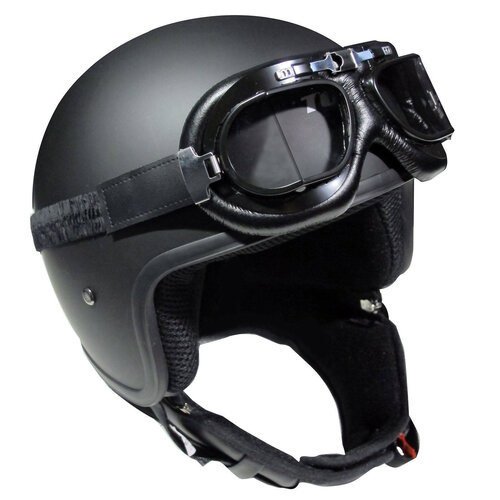 Classic Racer Goggles Black Leather Irridium lens