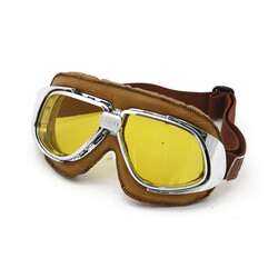 Klassische brille braun Leder gelb Glaslinse