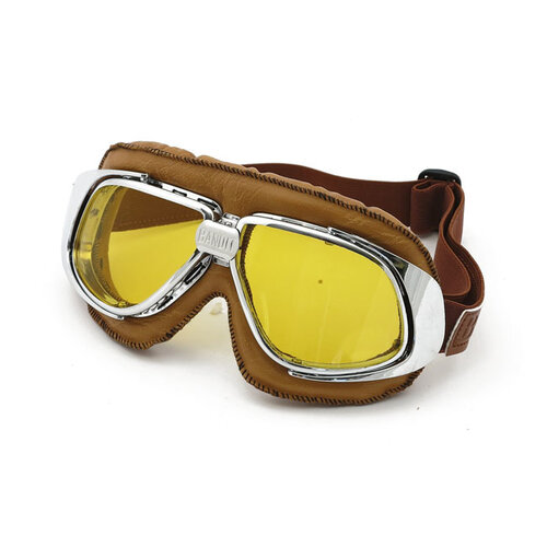 Classic Racer Goggles brown Leather yellow lens
