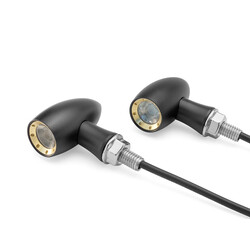 Schwarz/Messing Mini LED Blinker Typ "Ladz"