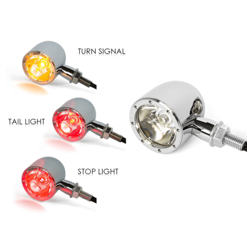 Integrated CREE LED Turn Signals / Tail Light CNC - Chrome