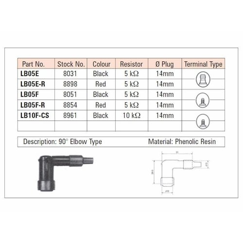 NGK Spark plug connector LB05F Black