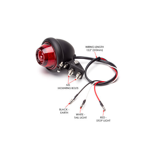Vintage Retro LED Rear Light Red / Black