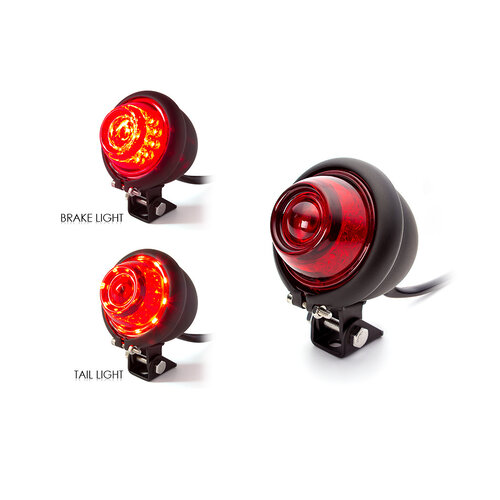Vintage Retro LED Achterlicht Rood / Zwart