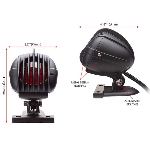 Prison Retro Grill LED Rear Light Red / Black