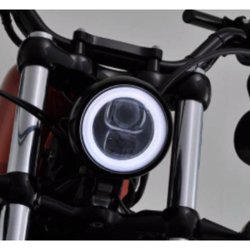 Daytona 4.5" LED Halo Headlight "Capsule120" Black  Bottom-Mount