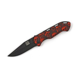 Messer Skull & Clip Schwarz Rot