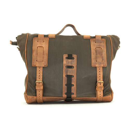 Longride Single Side Saddlebag Large Waxed Cotton Khaki