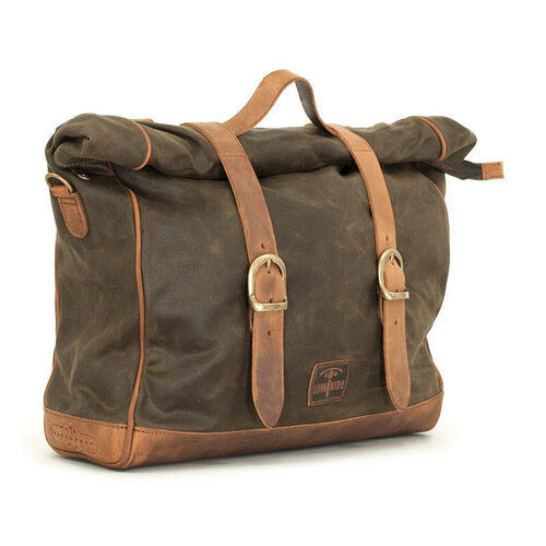 Longride Single Side Saddlebag Large Waxed Cotton Khaki