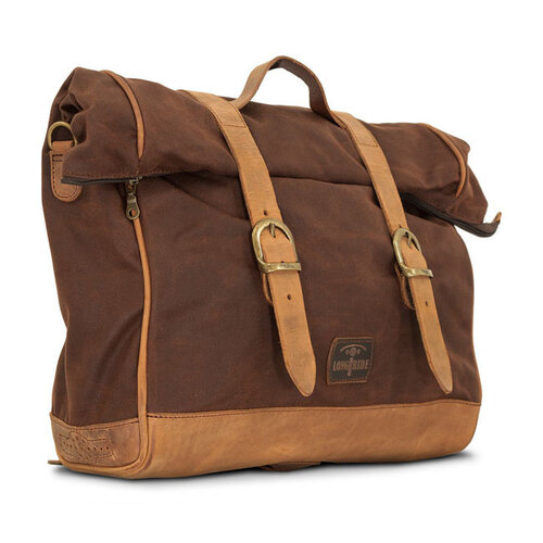 Longride Single Side Saddlebag Large Waxed Cotton Marron Brown