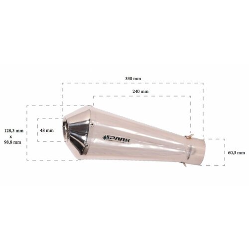 Spark Universal Megaphone Brushed Stainless Steel Damper