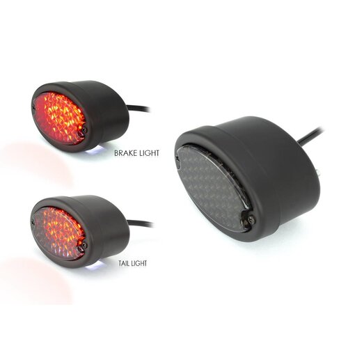 Metal oval light (smoke /red, matt black)