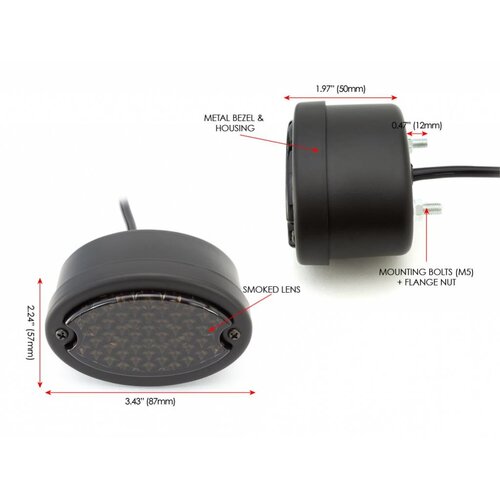 Metal oval light (smoke /red, matt black)