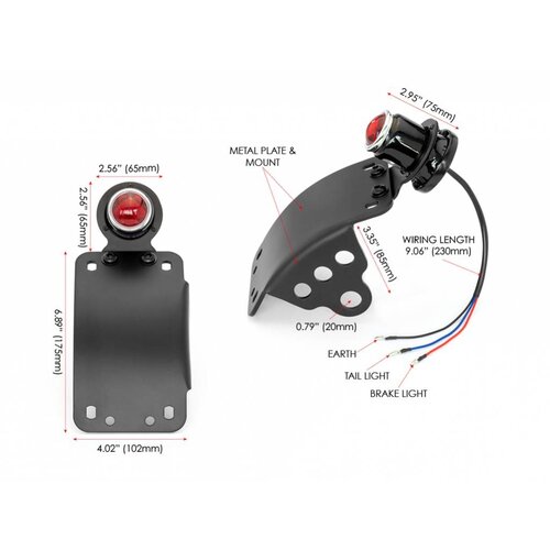 Black Side Mount Curved Lucas Replica LED Tail Light