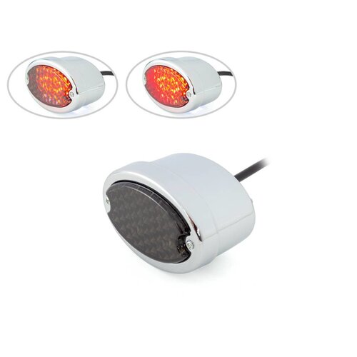 Metall Oval Rücklicht (smoke rot, Chrom)