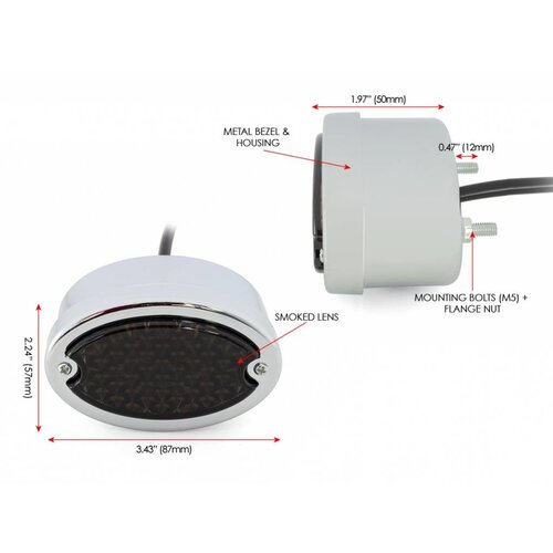 Metal oval light (smoke red, chrome)