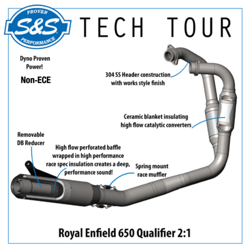 Système d'échappement S&S Qualifier 2-1 Performance pour Royal Enfield 650