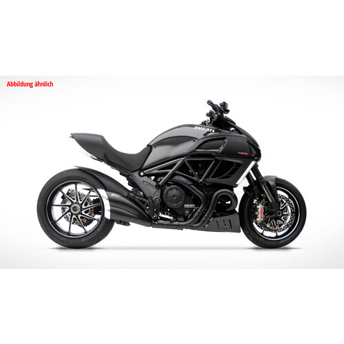 Zard Uitlaat Ducati Diavel, RVS zwart, Carbon eindkap, slip on, E-markering, Cat.