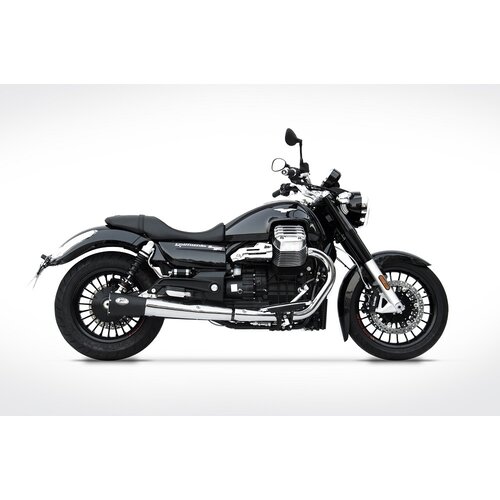 Zard Auspuff Moto Guzzi California, 14-, rostfreie schwarze Runde, Slip on 2-2, E-Markiert