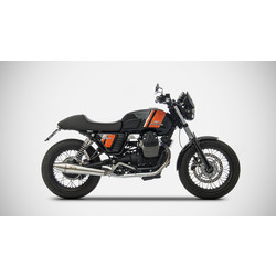 Uitlaat Moto Guzzi V7 Classic, RVS, slip on 2-2, E-gemarkeerd, + Cat.