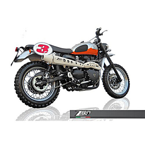 Zard Exhaust System Triumph Scrambler, 08-15, high mounted Tapered, Stainless, E-Marked, + Cat.