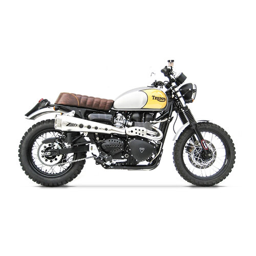 Exhaust System, Scrambler 08-15 Injection, short high mounted , Edelst. geb, E-Marked, + KAT
