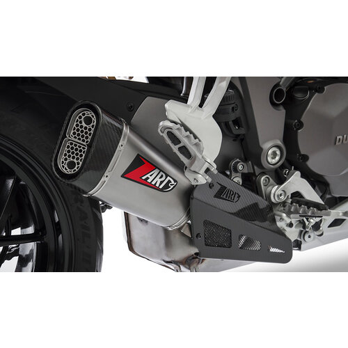 Zard Pot d'échappement Ducati Multistrada 1260, 18-19, embout carbone + bouclier thermique, Titan, slip on