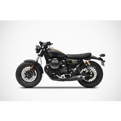 Exhaust  Moto Guzzi V9 Bobber-Roamer, 17-, Stainless+Keramik Black, slip on, Euro 4