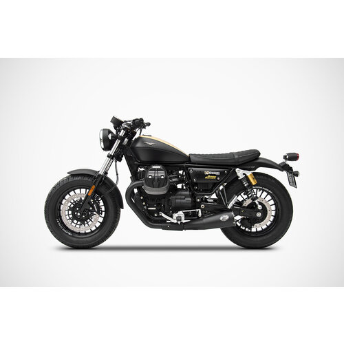 Zard Auspuff Moto Guzzi V9 Bobber-Roamer, 17-, Edelstahl + Keramik Schwarz, Slip-On, Euro 4