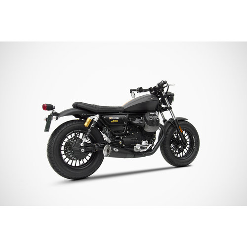 Zard Uitlaat Moto Guzzi V9 Bobber-Roamer, 17-, RVS + Keramik Black, slip on, Euro 4