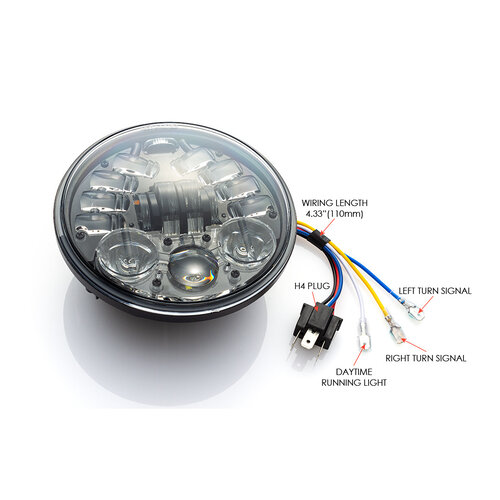 5,75" integrierter LED-Scheinwerfer + Blinker + Tagfahrlicht insert