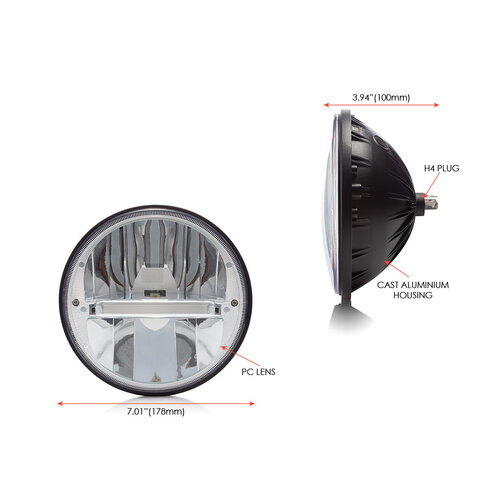 Insert de phare à DEL de type réflecteur classique chromé de 7 po