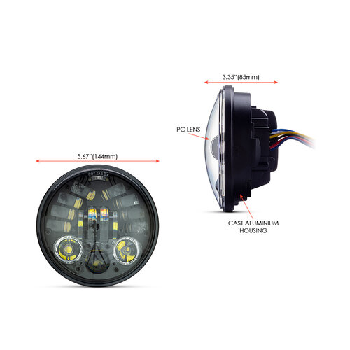 5.75 "geïntegreerde LED-Koplamp + Richtingaanwijzers + Dagrijverlichting insert