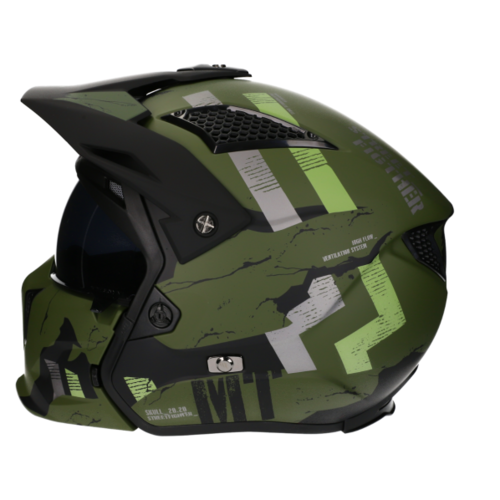 Helmet Streetfighter SV Skull Matt Green-(Choose Size)