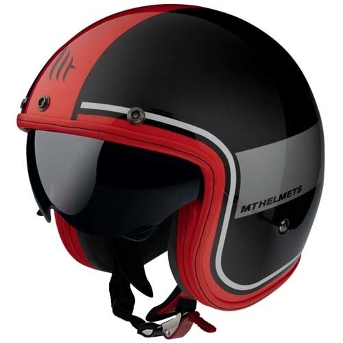 MT Helmets Helmet Le Mans II SV Tant Black/Grey/Red-(Choose Size)