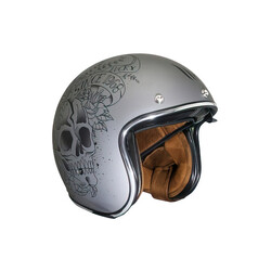 Helm Le Mans II SV Skull&Roses Mattgrau (Größe Wählen)