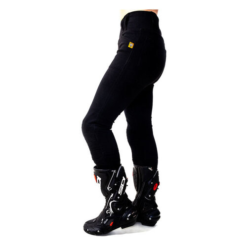 Motogirl Ribbed Knee Leggings - Black