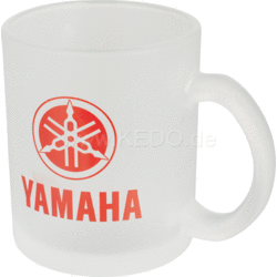 Taza de Café, Vidrio Satinado - Logotipo Rojo y Letras