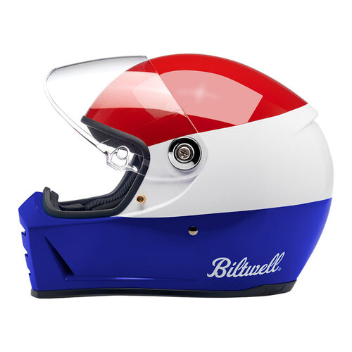 Biltwell Casco Splitter Podium Rojo - Brillo/Blanco/Azul