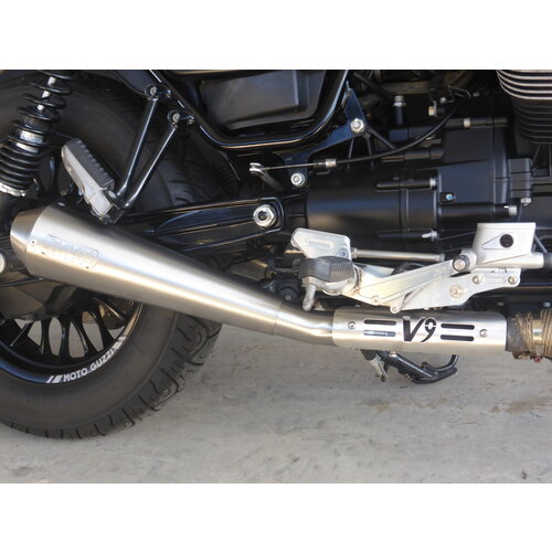 Paire D'échappement TROMB INOX RETRO (Slip-On) pour Moto Guzzi BOBBER V9/ROAMER | (Choisir Une Option)