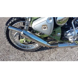 BOTTIGLIA INOX Scarico Lucido (Slip-On) per Royal Enfield Bullet Trials | (Scegli Opzione)
