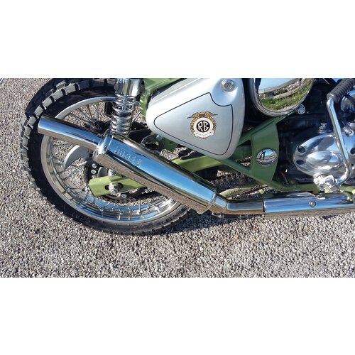 BOTTIGLIA INOX Scarico Lucido (Slip-On) per Royal Enfield Bullet Trials | (Scegli Opzione)