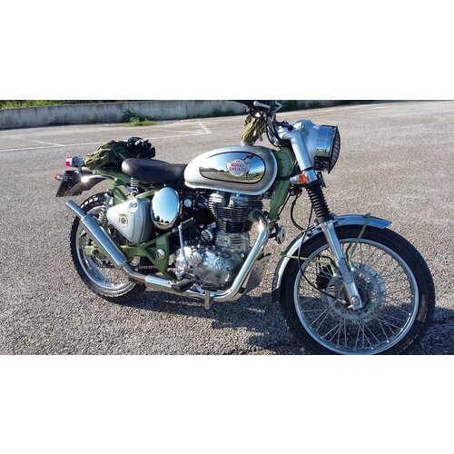 BOTTIGLIA INOX Scarico Lucido (Slip-On) per Royal Enfield Bullet Trials | (Scegli Opzione)